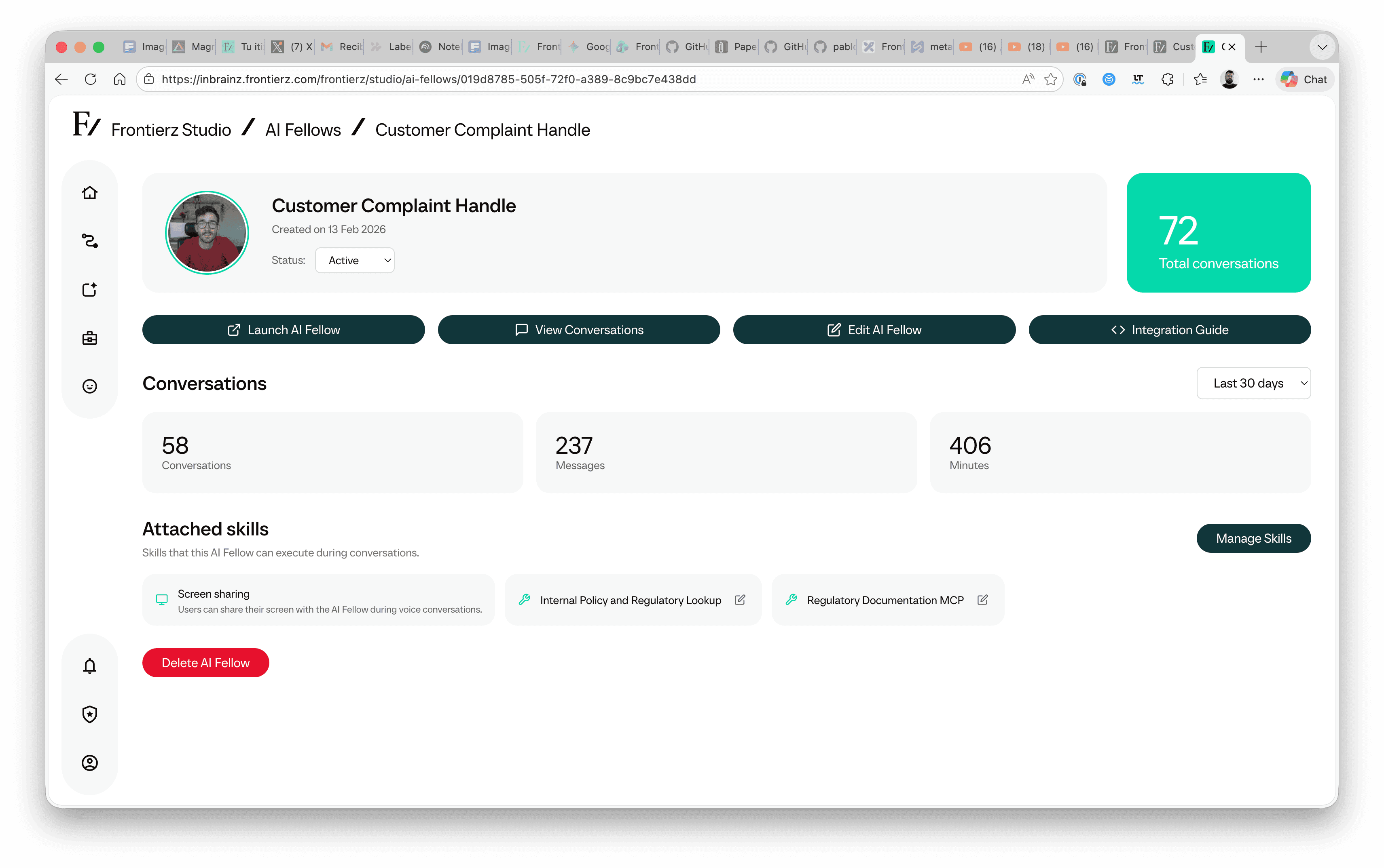 30-day analytics for an AI Fellow