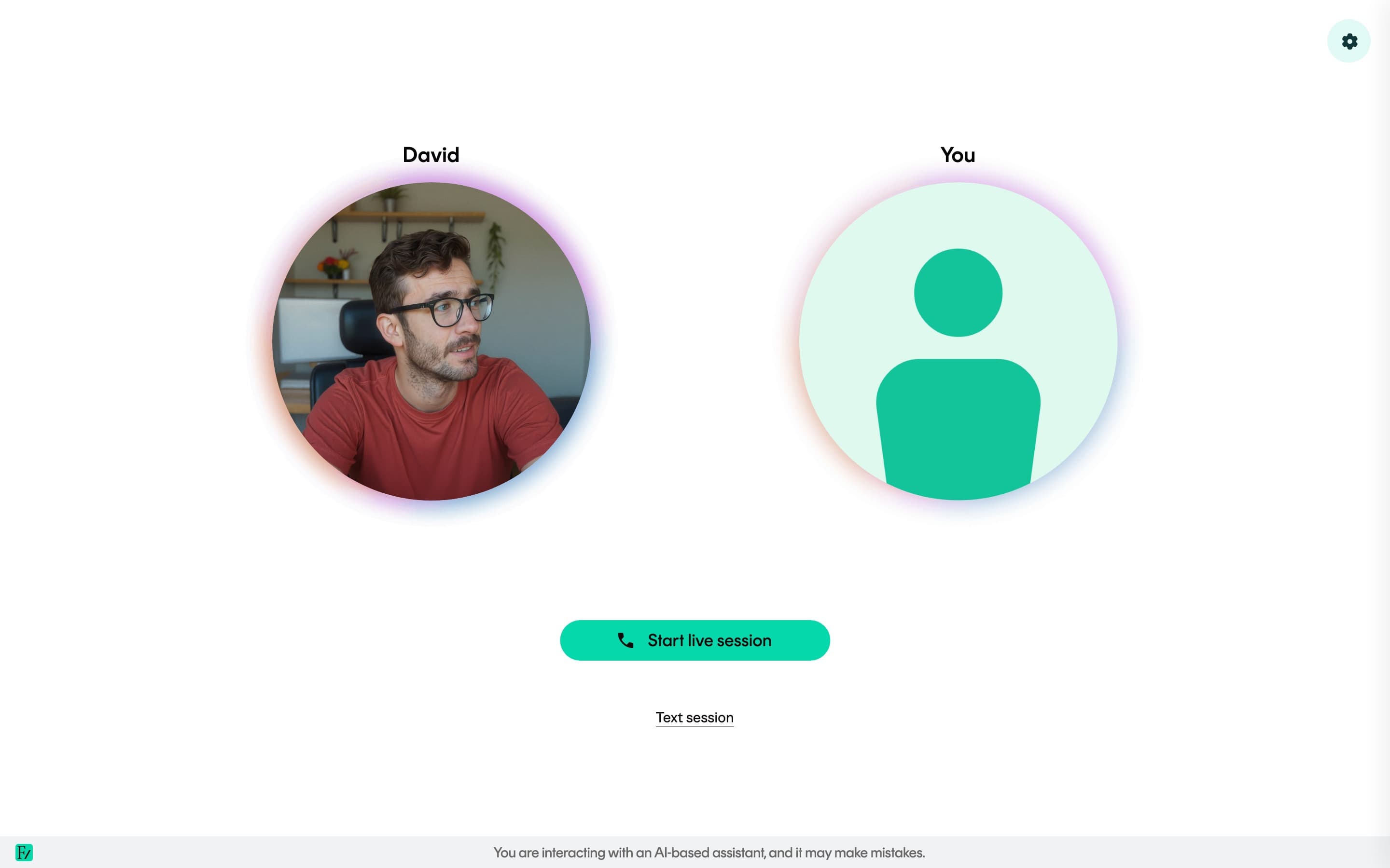 A live conversation with an AI Fellow on the standalone call screen