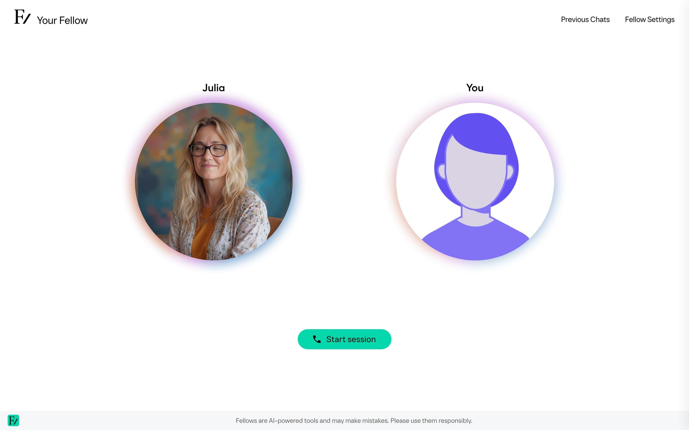 A live coaching role-play with the AI Fellow speaking and the user listening
