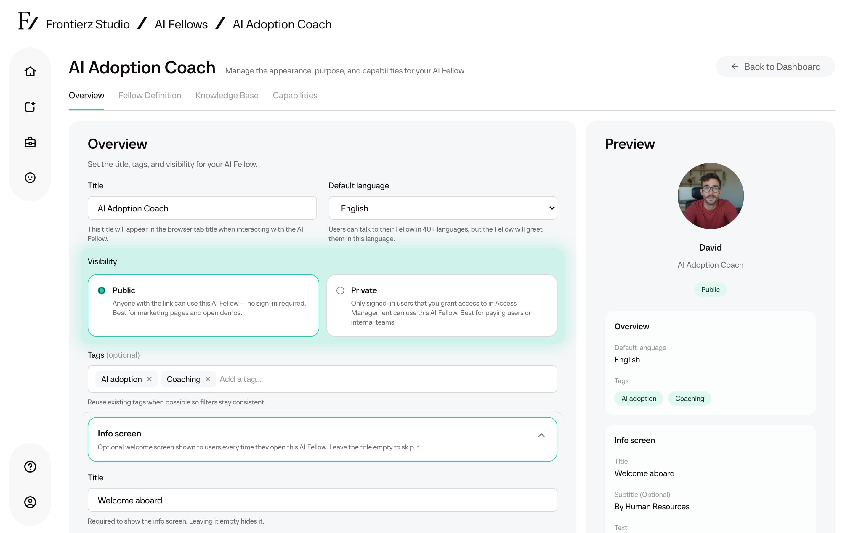 AI Fellow editor Preview column after Overview, with a highlighted field