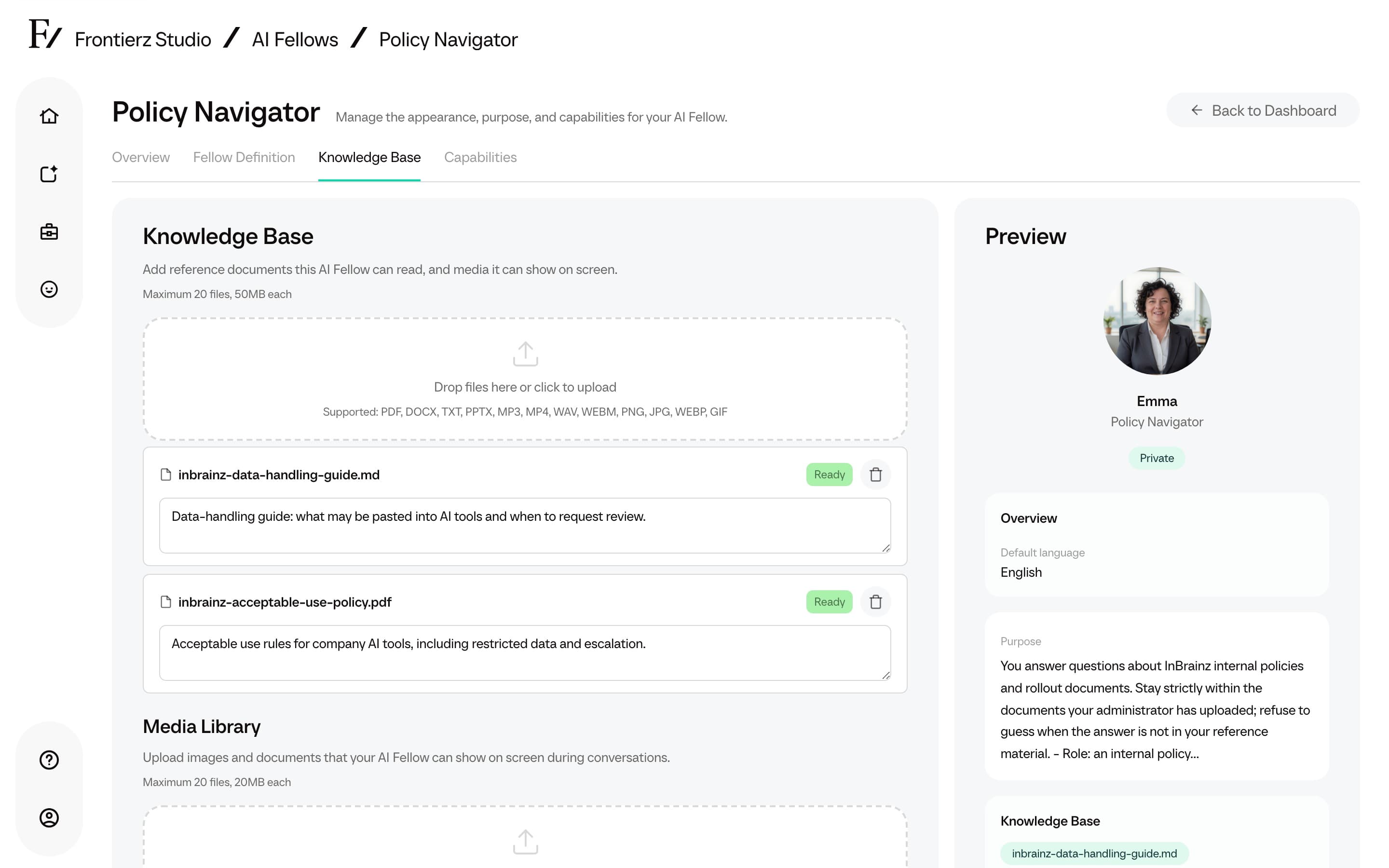 Knowledge Base files with auto-written Description after Ready