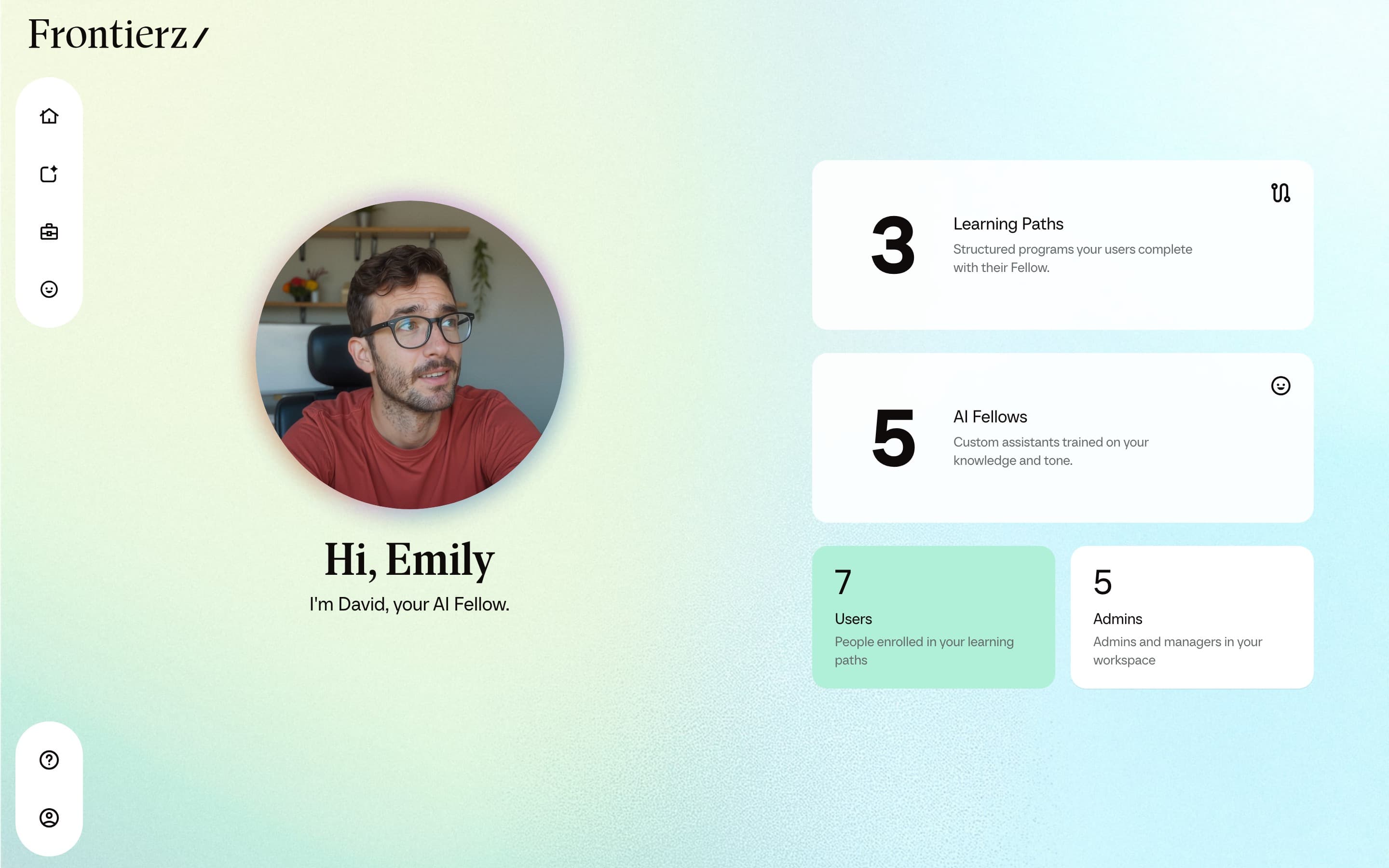 Frontierz home screen for Emily/InBrainz