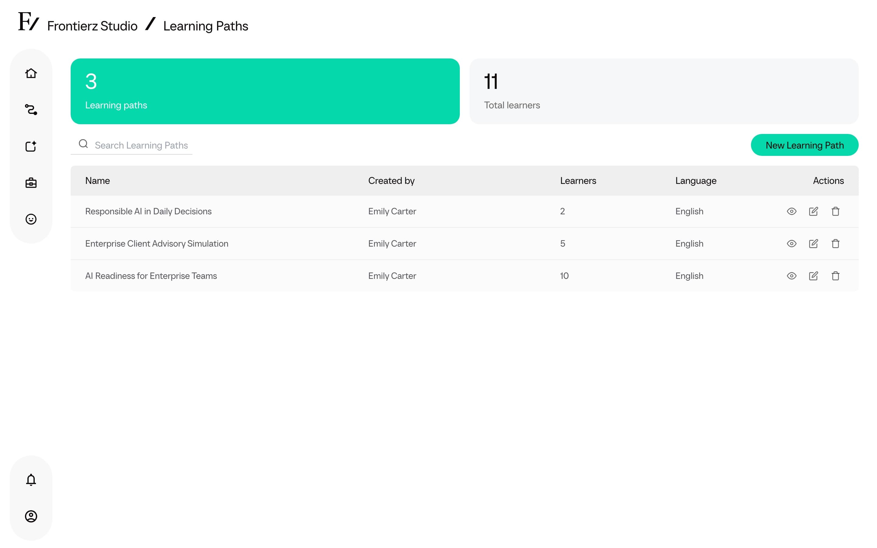 Learning Paths list