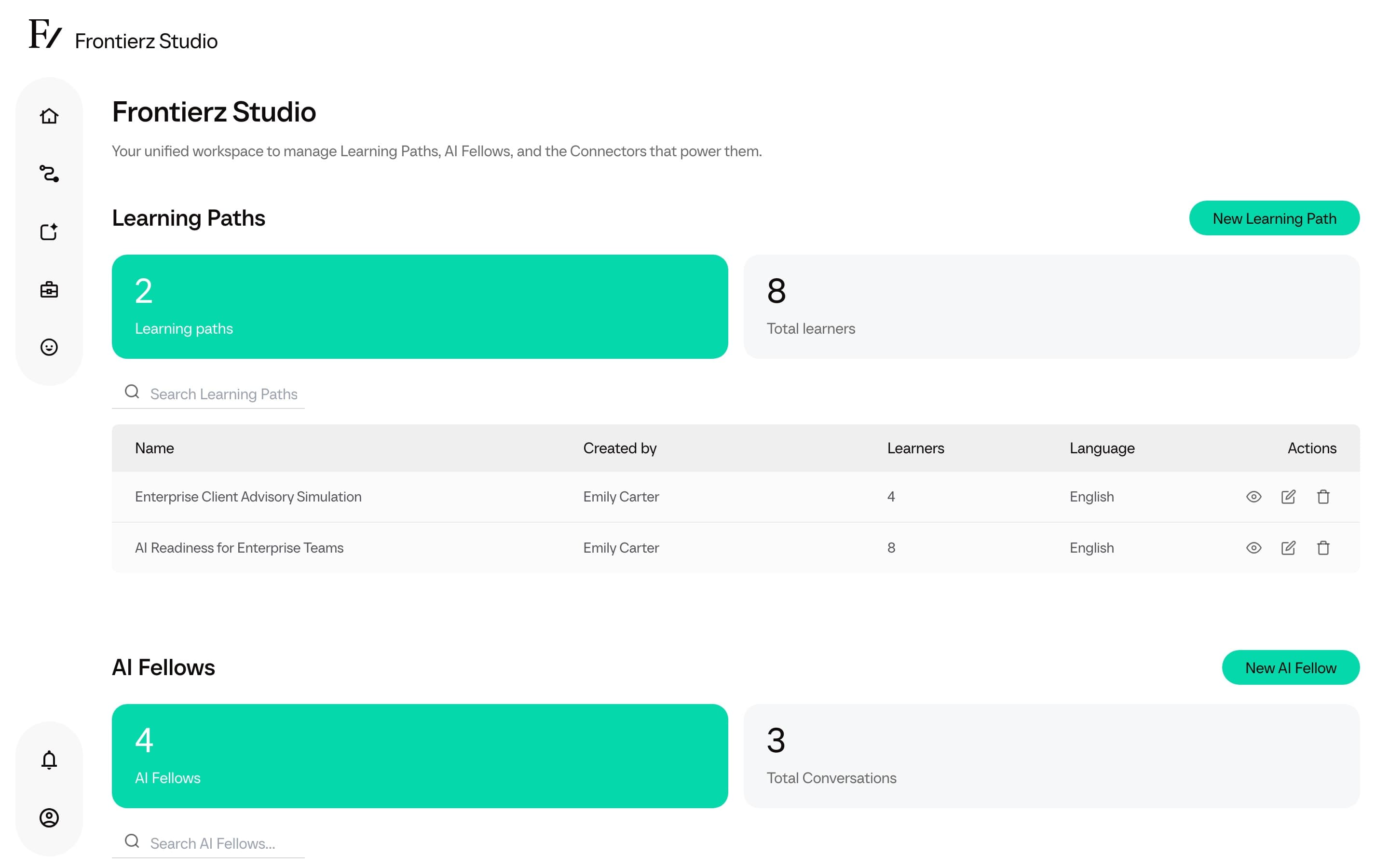 Studio hub page