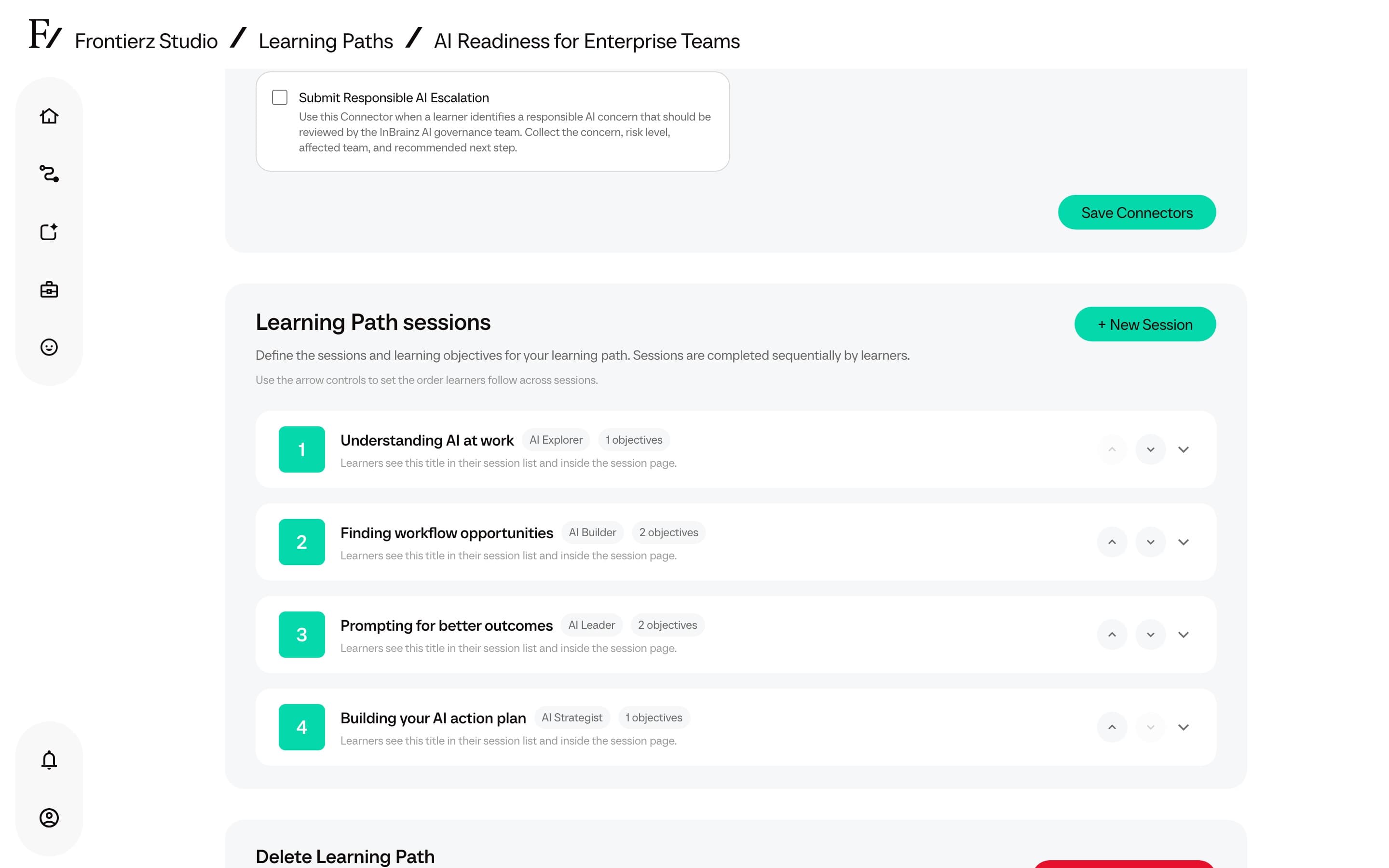 Learning Path with sessions and objectives