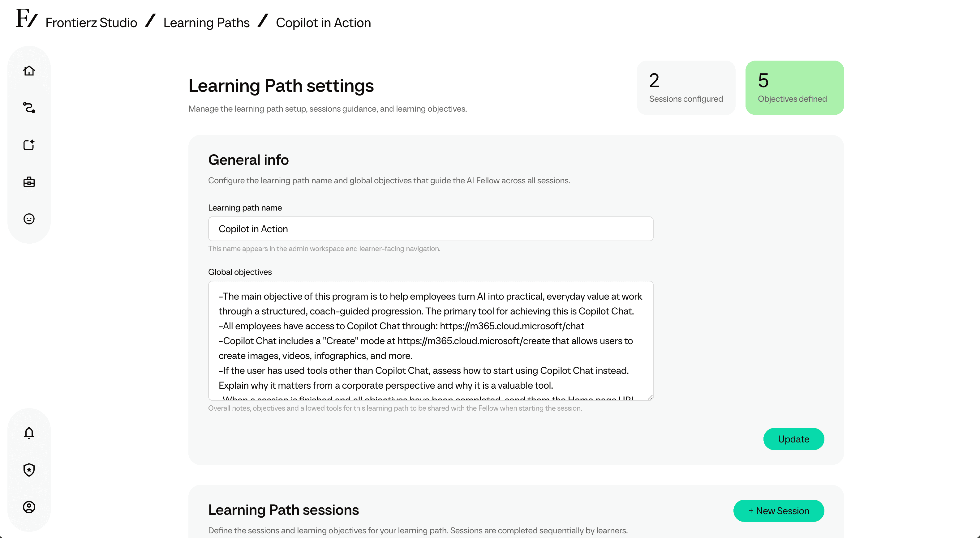 The edit button on a Learning Path row