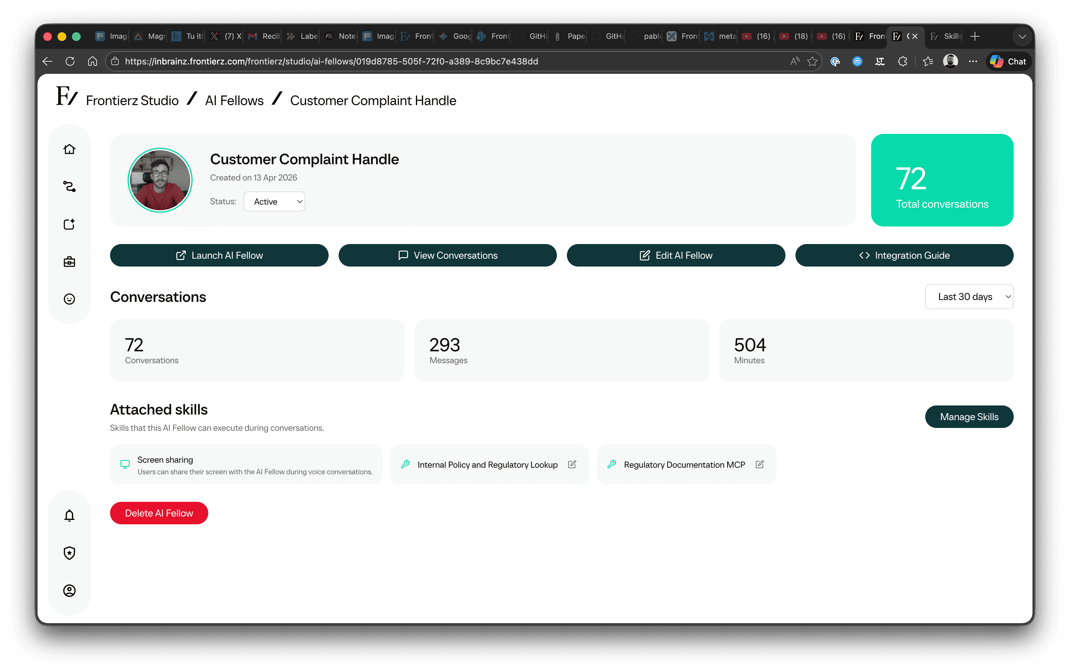 Detail page of an AI Fellow