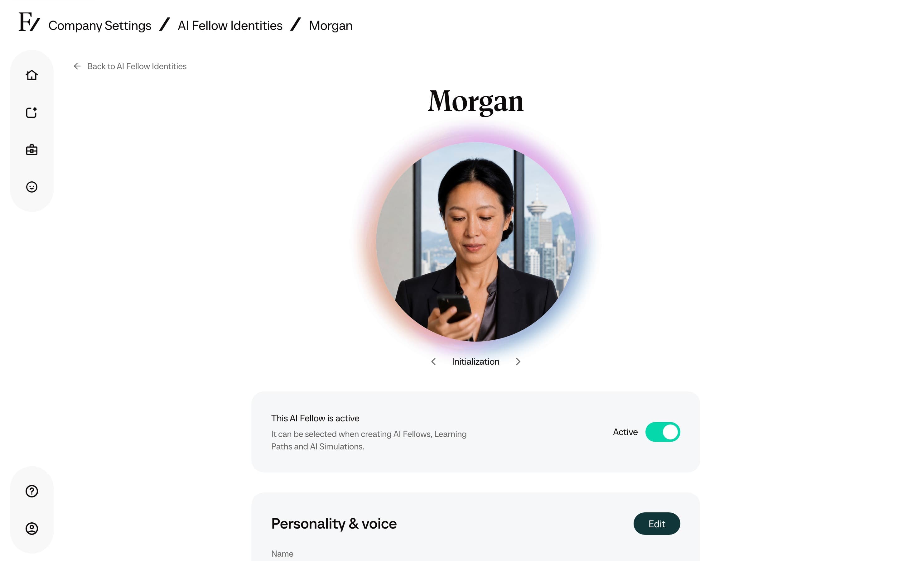 Turn on for your company on a completed AI Fellow Identity