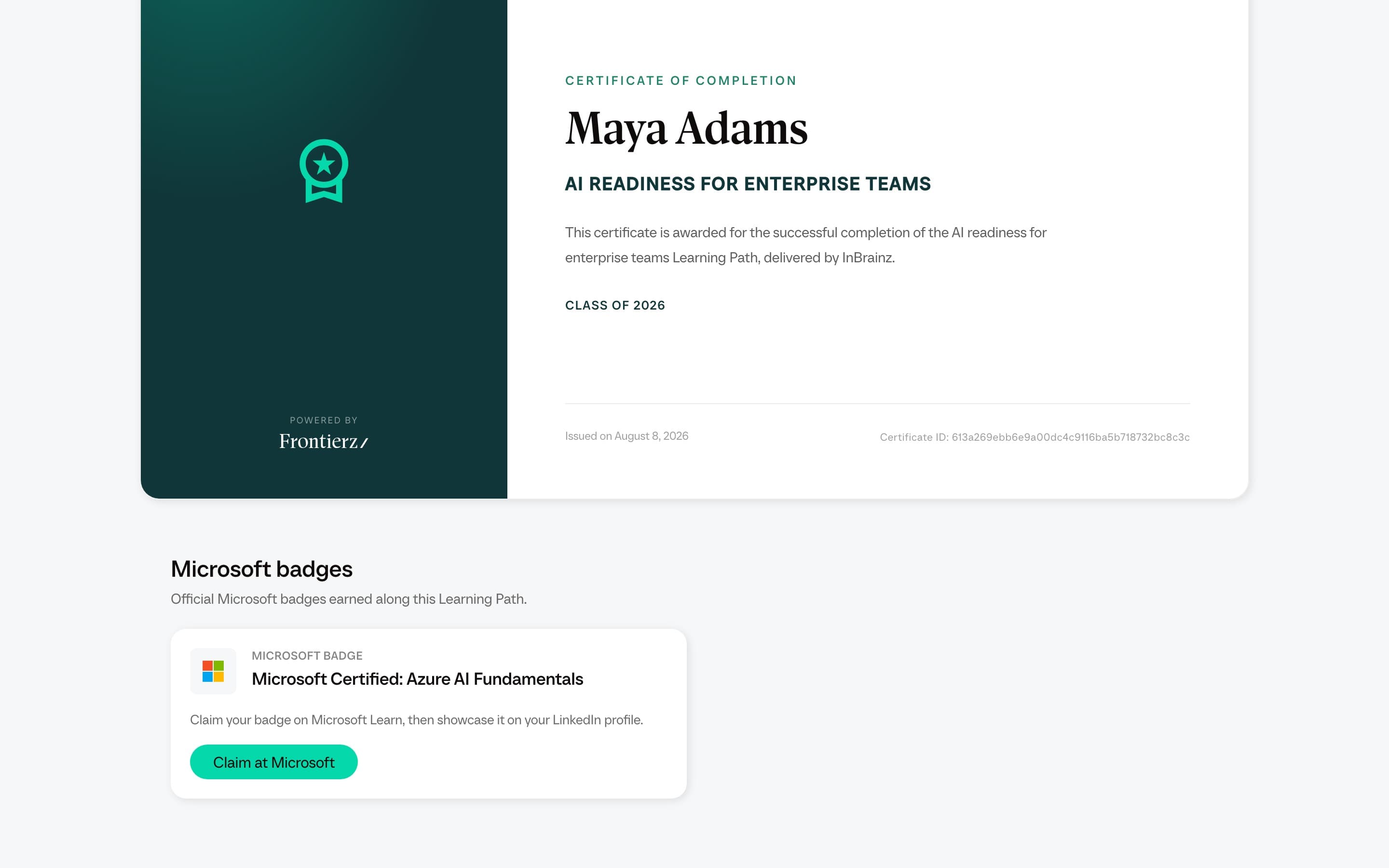 User AI Journey showing ordered sessions