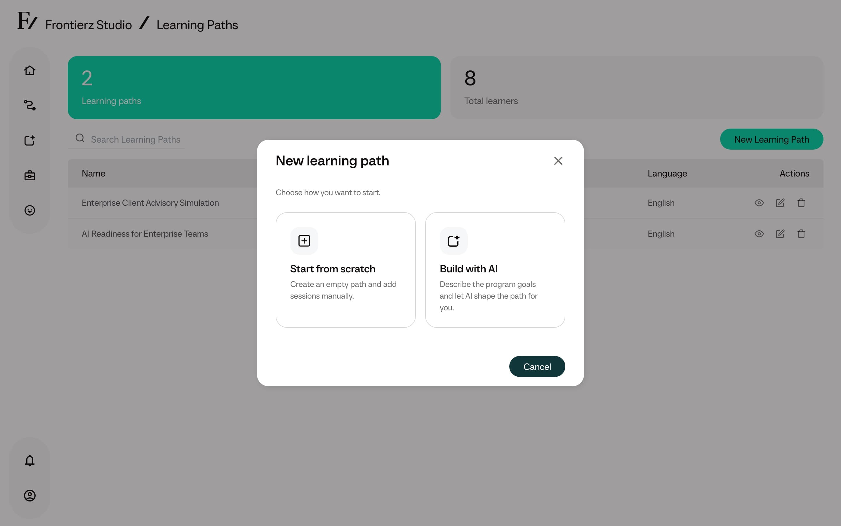 AI draft form with name, audience, language, objectives