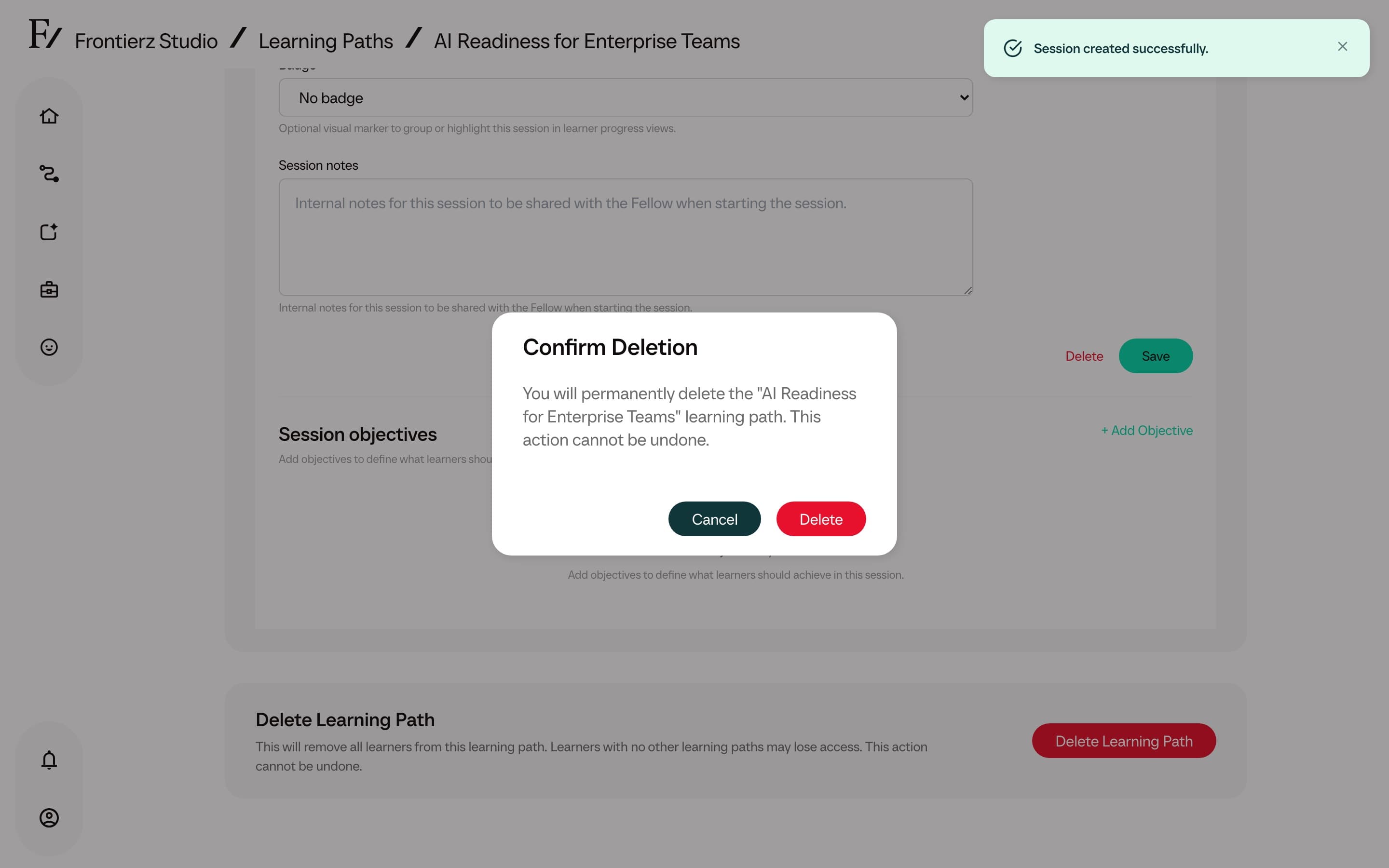 Remove access confirmation