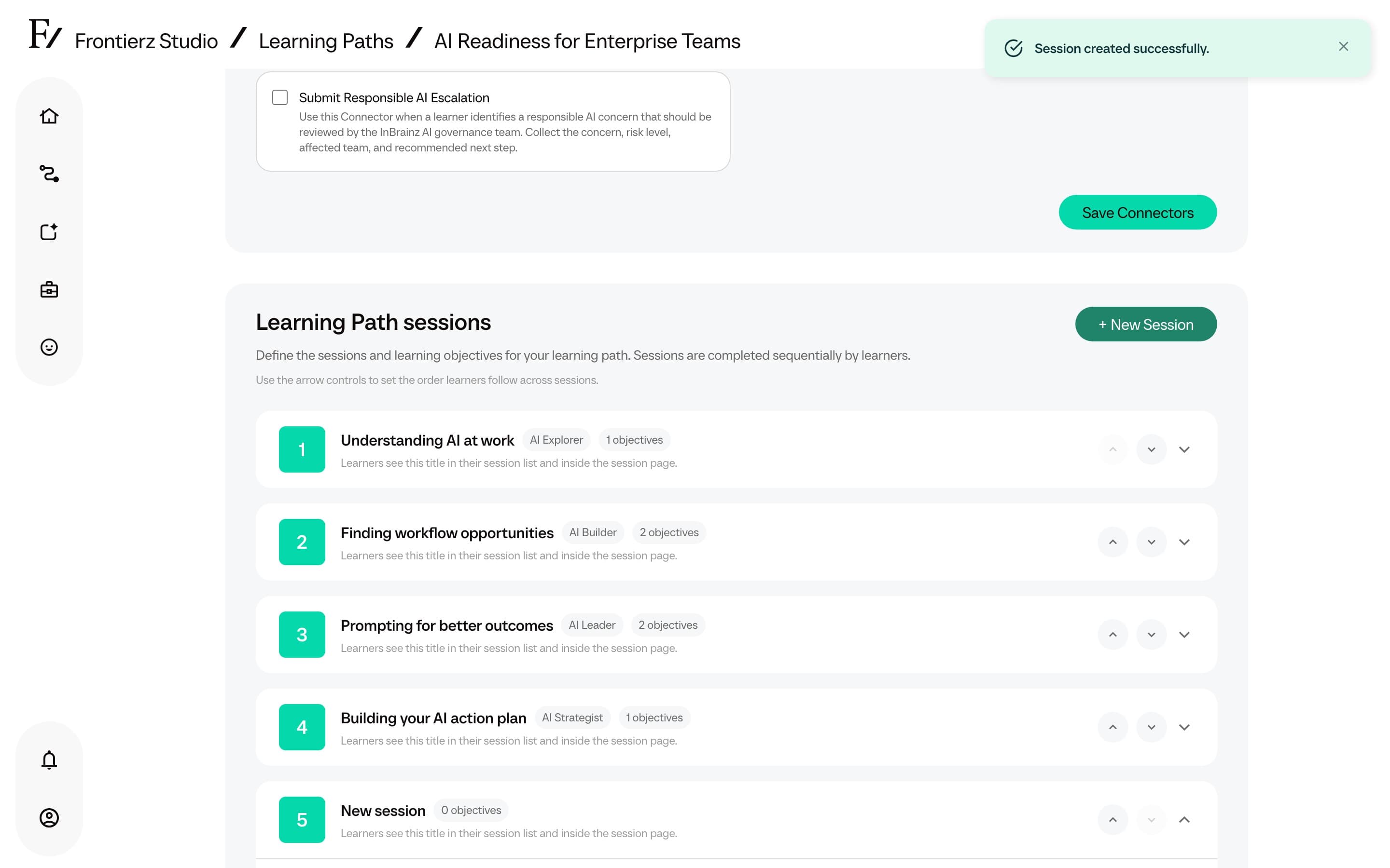 Add Session modal/form