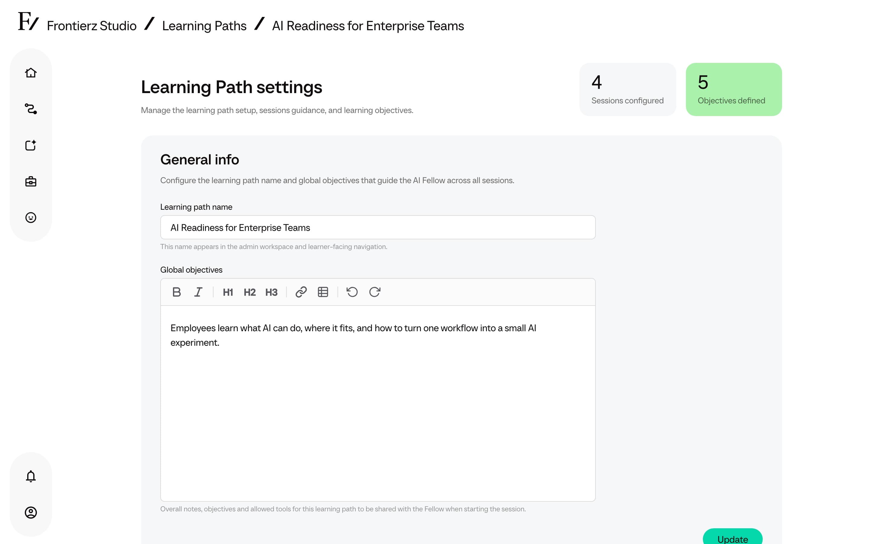 Add Objective modal/form