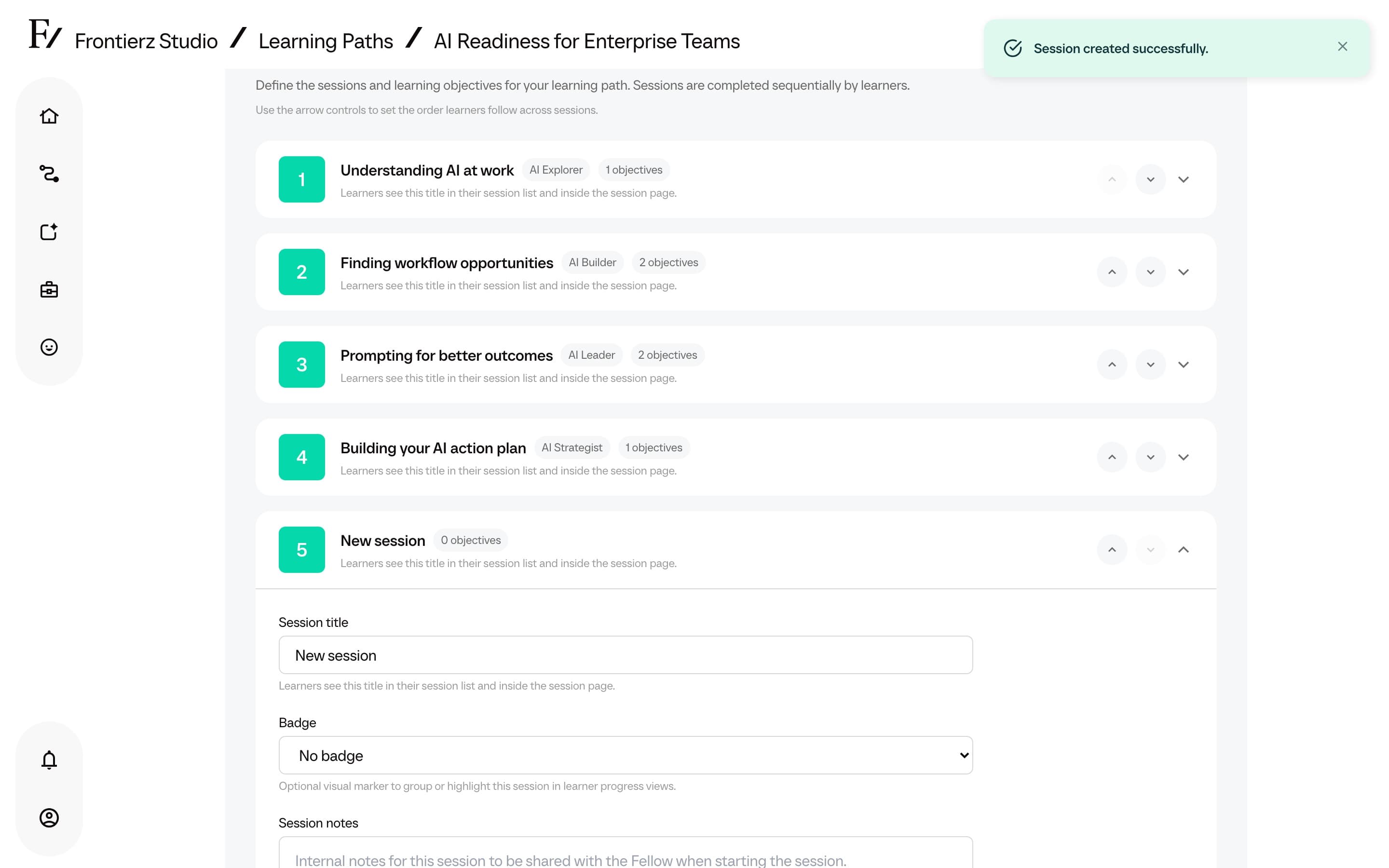Objectives list with observable objectives