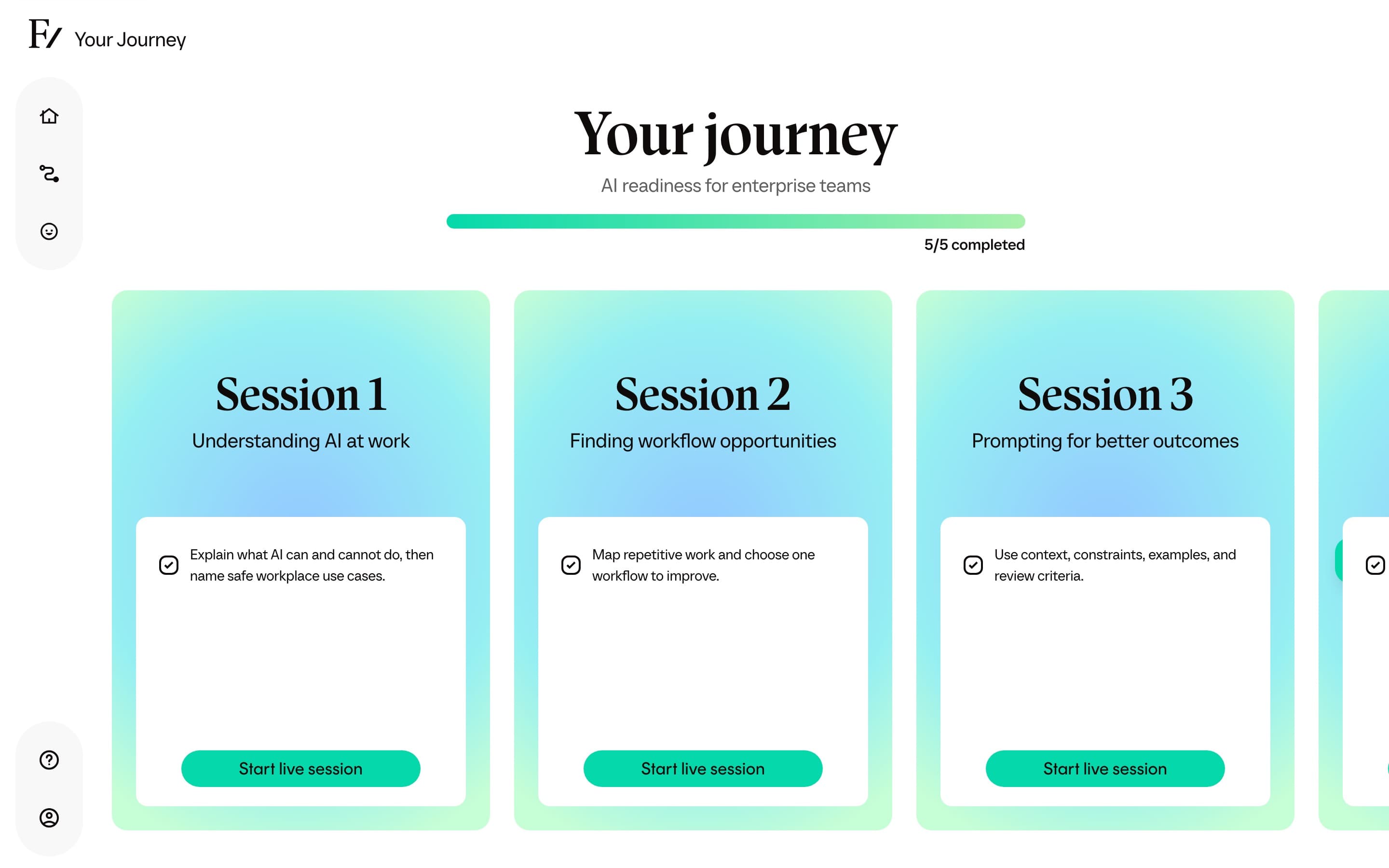 The Certificate card at the end of Your Journey once every step is complete