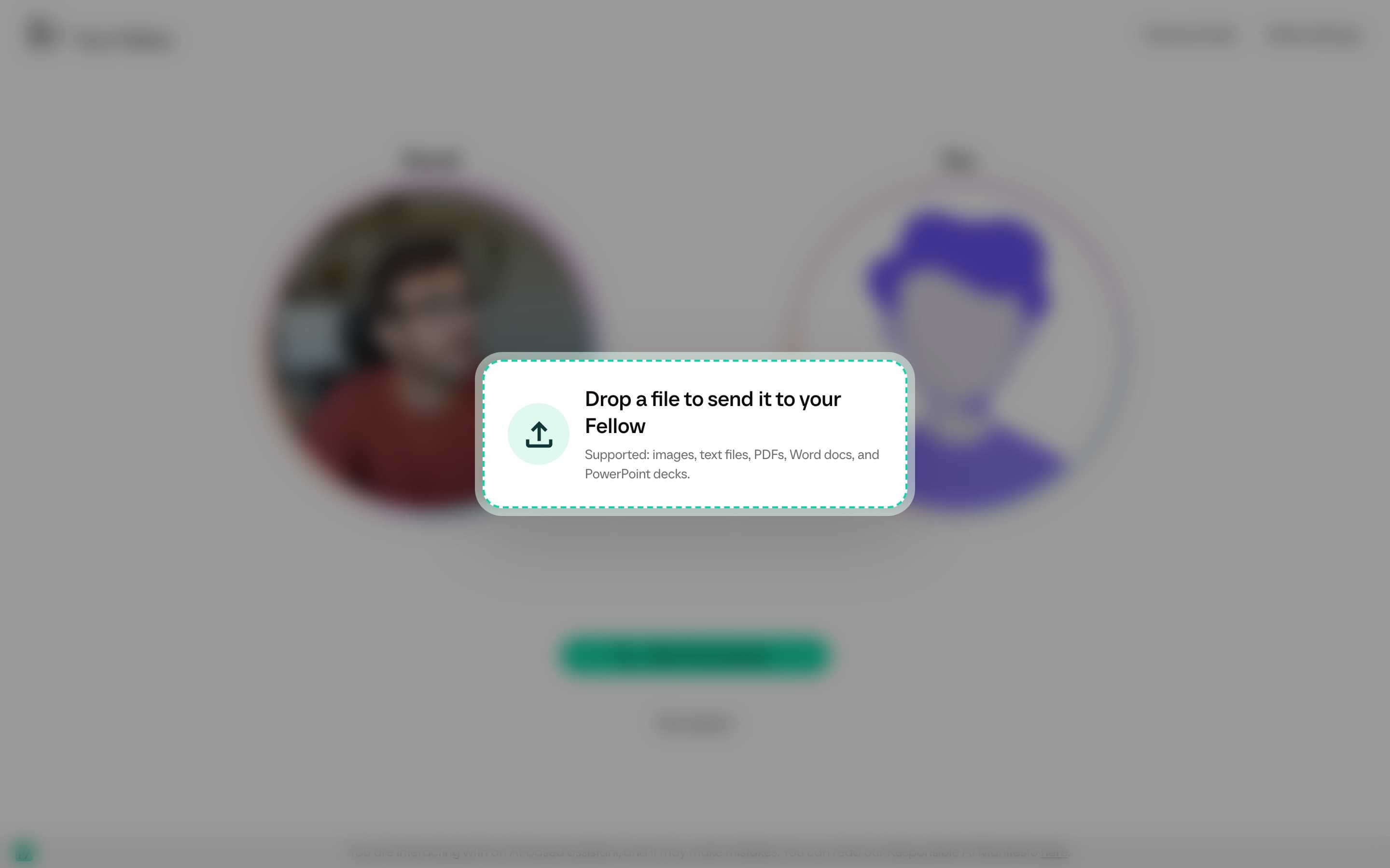 File drop overlay during a live session